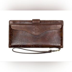 Patricia Nash Vintage Brown Leather Wristlet Wallet